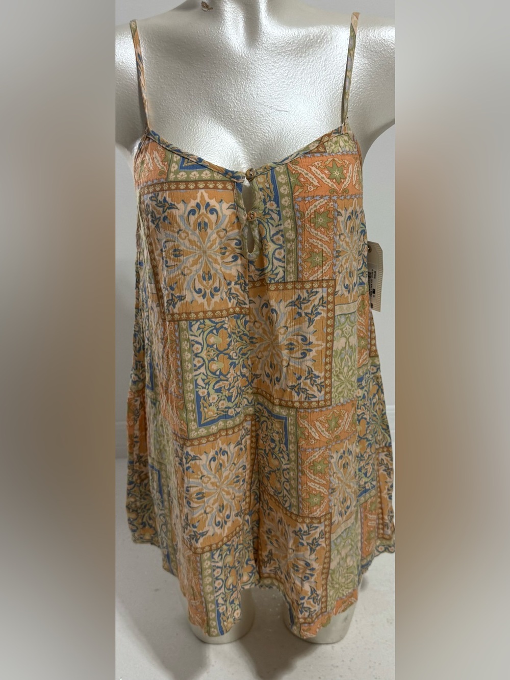Billabong Orange Green Blue Patchwork Spaghetti Strap Cami